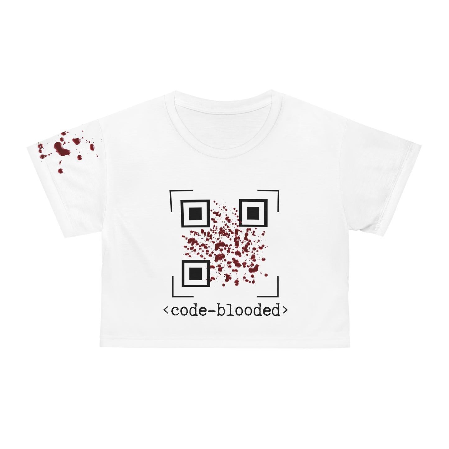 Code Blooded Halloween QR Code AOP Crop Top Tee