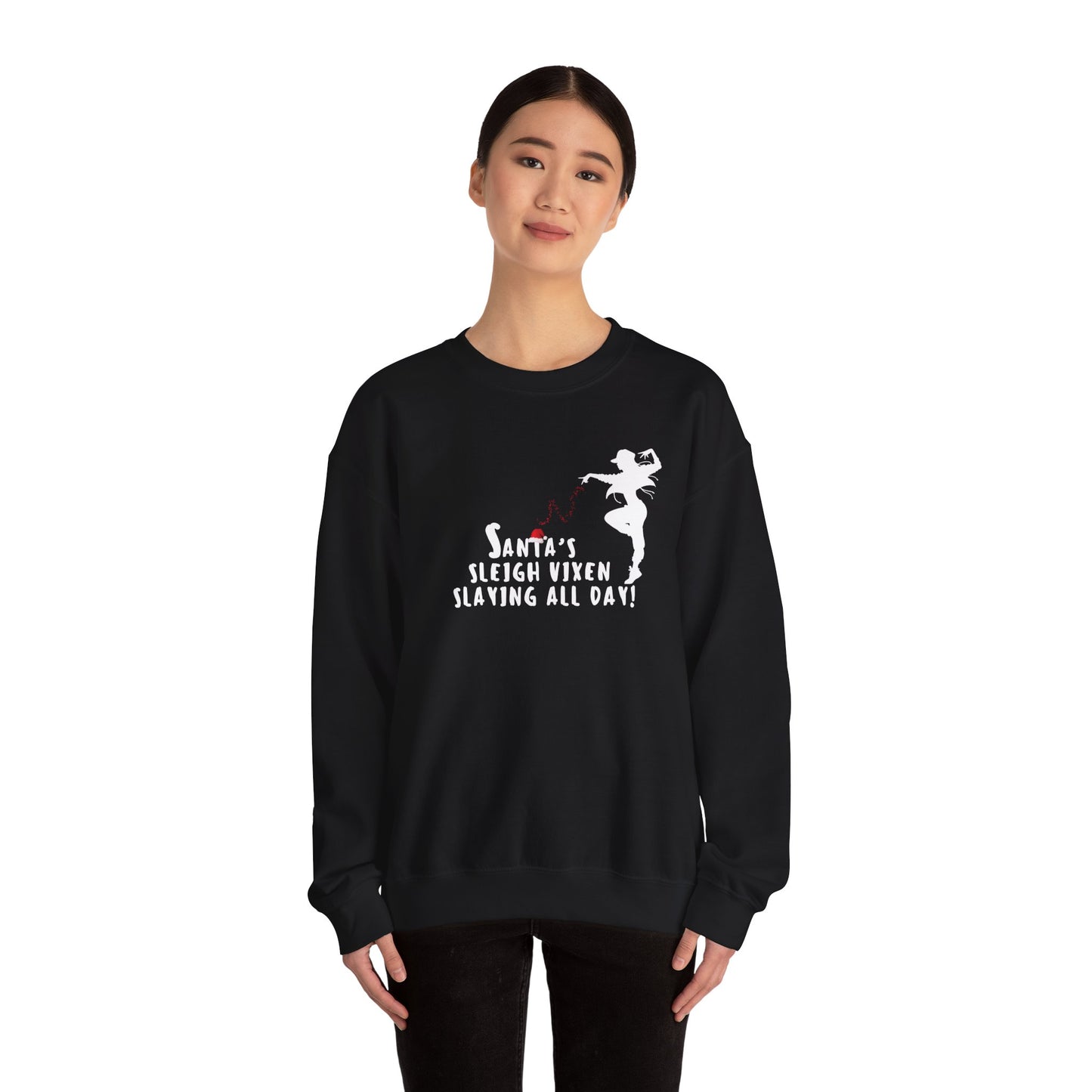 Santa’s Sleigh Vixen - Slay All Day Christmas Unisex Heavy Blend™ Crewneck Sweatshirt