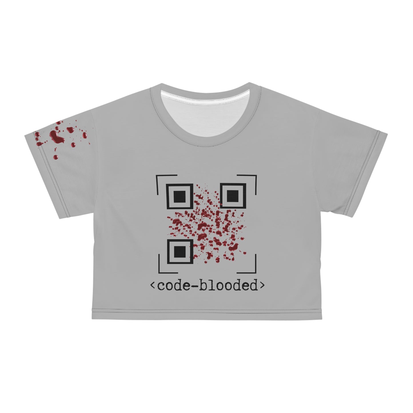 Code Blooded Halloween QR Code AOP Crop Top Tee