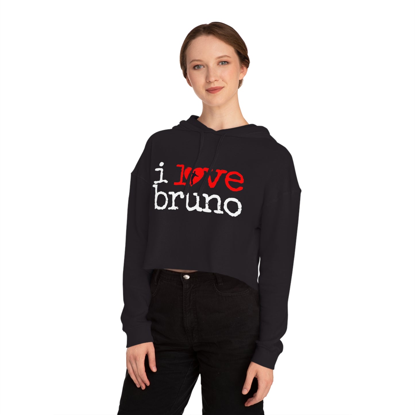 i love bruno Women’s Cropped Hooded Sweatshirt