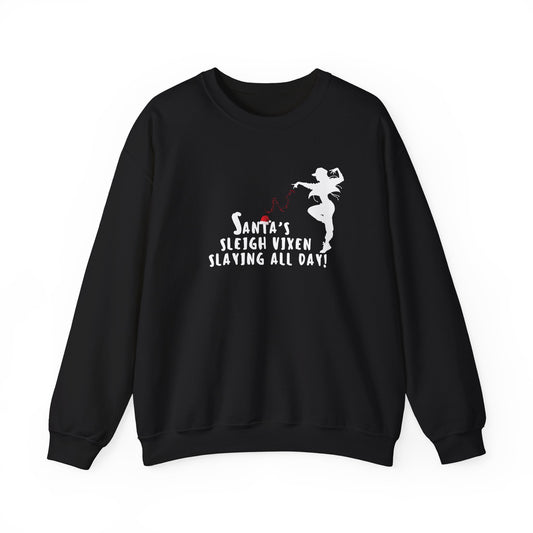 Santa’s Sleigh Vixen - Slay All Day Christmas Unisex Heavy Blend™ Crewneck Sweatshirt