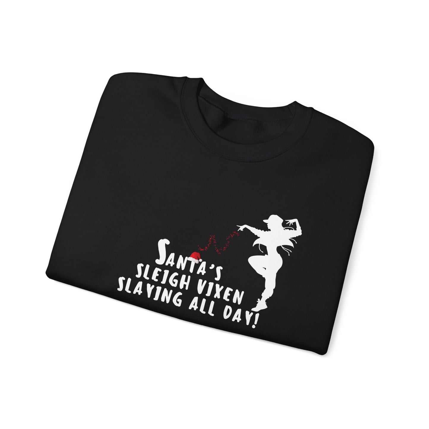 Santa’s Sleigh Vixen - Slay All Day Christmas Unisex Heavy Blend™ Crewneck Sweatshirt