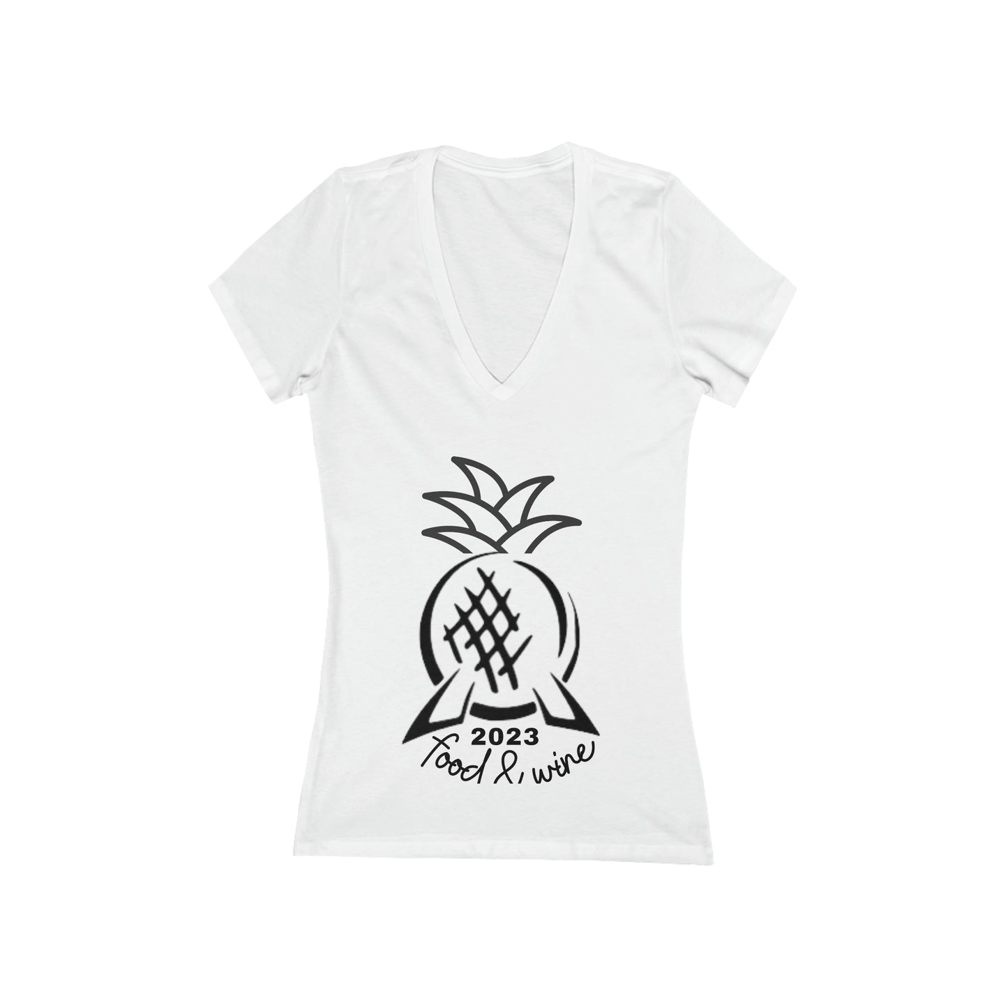 Pineapple Epcot Food and Wine Women's Jersey Short Sleeve Deep V-Neck Tee