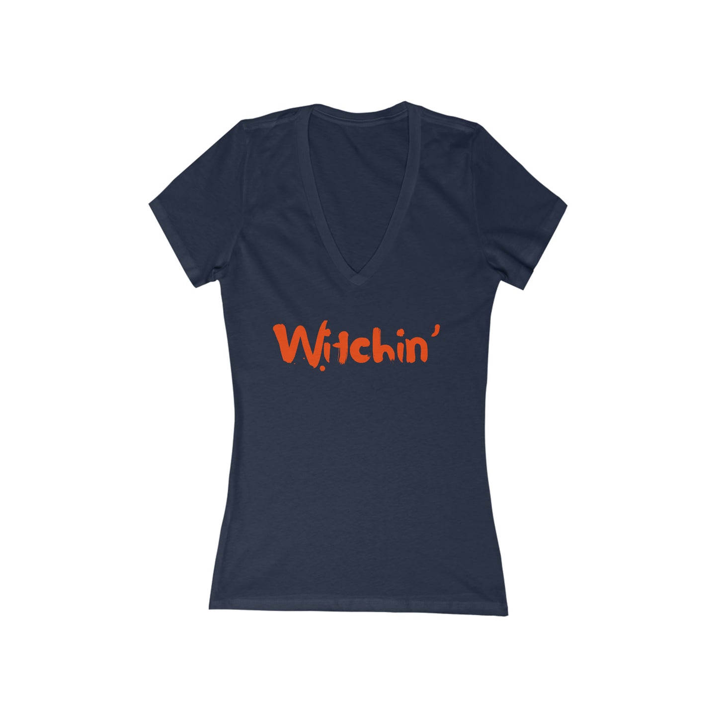 Witchin Halloween Witch Women's Jersey Short Sleeve Deep V-Neck Tee