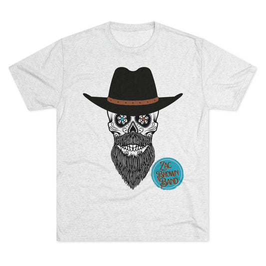 ZBB Zac Jekyl and Hyde Brown Skeleton Cowboy Band Unisex Tri-Blend Crew Tee