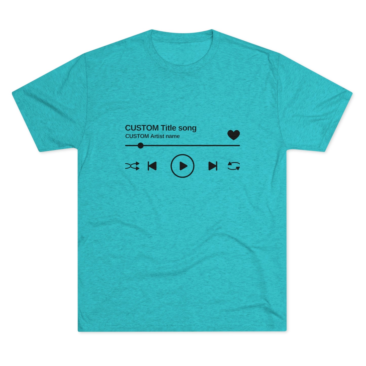 CUSTOM ORDER Song and Artist Music Player Black Image Unisex Tri-Blend Crew Tee