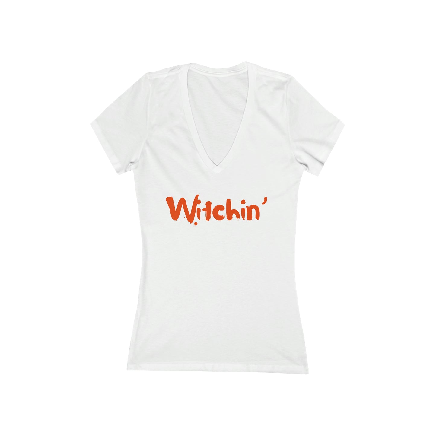 Witchin Halloween Witch Women's Jersey Short Sleeve Deep V-Neck Tee