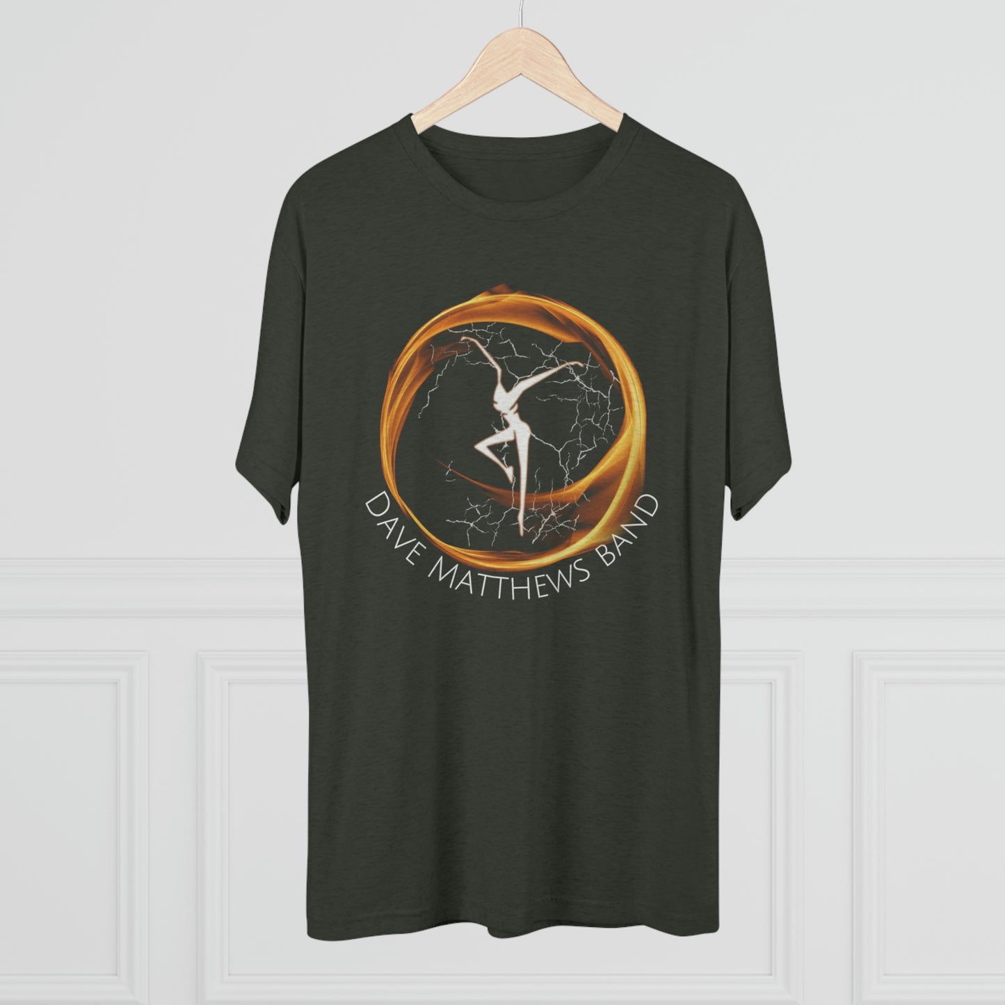 Fire Dancer Band White Contrast Shirt Unisex Tri-Blend Crew Tee