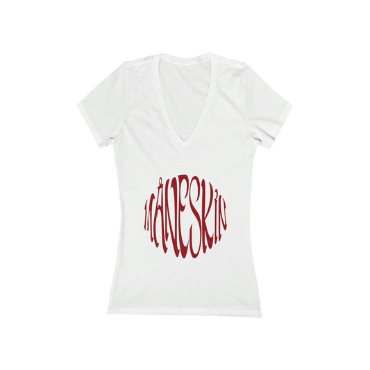 Måneskin Fitted Women's Jersey Short Sleeve Deep V-Neck Tee